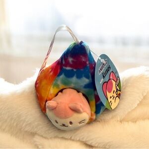 Anirollz Kisses Plush Peace Pink Cat In Tie Dye Kiss 4” NWT Stuffed Mini Animal